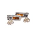 "Back view of Petra honey Baltic amber stud earrings in 925 sterling silver showing post back closure and genuine rectangular amber stones handcrafted in Poland"