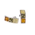Multicolor Baltic Amber Stud Earrings in Sterling Silver
