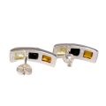 Sterling Silver and Multicolored Baltic Amber Post Back Earrings