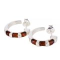 Sterling Silver and Baltic Honey Amber Hoop Earrings
