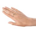 Image of Baltic Honey Amber and Sterling Silver Greek Key Meander Ring - Adjustable on model's hand
