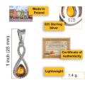Baltic Honey Amber Infinity Pendant in Sterling Silver