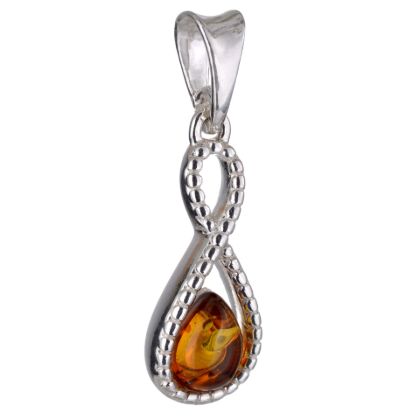 Baltic Honey Amber Infinity Pendant in Sterling Silver