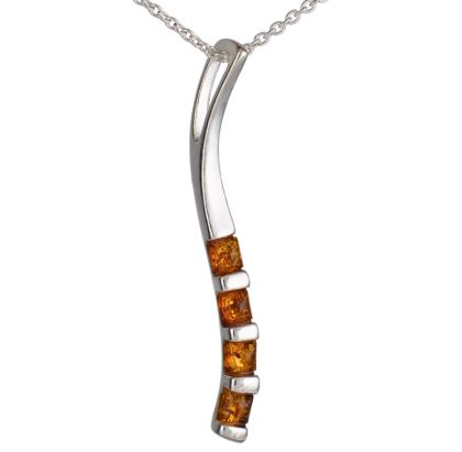 Sterling Silver and Baltic Honey Amber Contemporary Pendant