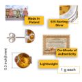Sterling Silver and Baltic Honey Round Amber Post Back Earrings