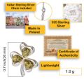 Sterling Silver and Baltic Green Amber Shamrock Pendant