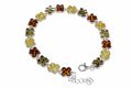 Sterling Silver Multicolored Baltic Amber Bracelet  Clover , Amber Jewelry Collection