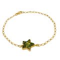 Gold Plated Sterling Silver and Green Star Baltic  Amber Bracelet, Amber Jewelry Collection