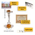 Baltic Honey Amber Claddagh Ring in Sterling Silver