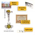 Sterling Silver and Baltic Green Amber Irish Claddagh Ring