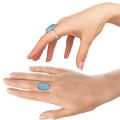 oval turquoise silver band ring womens on model