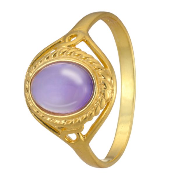 Amethyst Oval Ring in Gold-Plated Sterling Silver