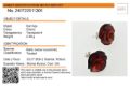 Amber identification micro report for cherry Baltic amber rose earrings, showing expert authentication details, treated Baltic amber classification, weight, date and place of evaluation in Gdańsk, Poland, and product photo.