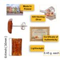 rectangular Baltic honey amber earrings details