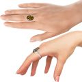 Sterling Silver and Baltic Green Amber Ring "Dana"