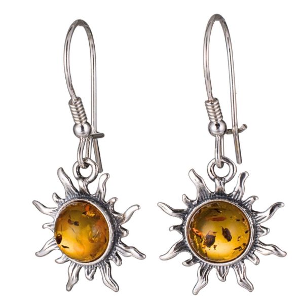 925 Sterling Silver Baltic Honey Sun Amber Earrings, Handmade Gemstone Earrings, Vintage Style Oxidized Sterling Silver