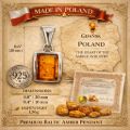 Genuine Baltic amber pendant in 925 sterling silver, handcrafted in Poland, lab certified amber, lightweight rectangular necklace charm with size dimensions