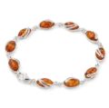 Gemma GIA certified genuine Baltic honey amber bracelet in 925 sterling silver featuring oval amber cabochons and lobster claw clasp, handmade Polish amber jewelry for women