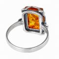 "Makell" Baltic Honey Amber Rectangle Ring in Sterling Silver