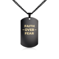Black Stainless Steel Cross Dog Tag Necklace for Men, Laser Engraved Christian Pendant, Military Style, Made in USA, 24 Inch Black Chain Included