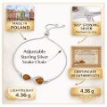 Sterling Silver Honey Baltic Amber Bolo Bracelet Infinity detailed information