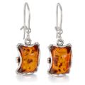 Sterling Silver Baltic Honey Amber Rectangle Drop Earrings – Genuine Amber Kidney Hook Dangle Jewelry