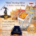 Sterling Silver and Baltic Honey  Amber Ring  "Kira"
