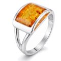 Sterling Silver and Baltic Honey  Amber Ring  "Kira"