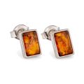 BALTICANA JEWELRY Sterling Silver Baltic Amber Rectangular Post Back Earrings
