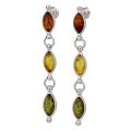 Sterling Silver Multicolored  Baltic Amber Earrings, Amber Jewelry Collection