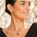 Balticana Jewelry Genuine Baltic Amber Sterling Silver Jewelry Set "Fern" - Pendant & Earrings - Made in Poland - Gift Ready