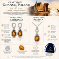 Balticana Jewelry Genuine Baltic Honey Amber Infinity Jewelry Set - 925 Sterling Silver Pendant Necklace & Earrings - Gift Ready