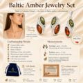 Baltic Amber “Silver Willow” Sterling Silver Jewelry Set - Pendant Necklace and Earrings for Women - Gift Ready