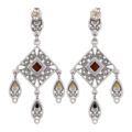 Sterling Silver and Baltic Multicolored Amber Earrings "Fay"