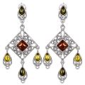 Sterling Silver and Baltic Multicolored Amber Earrings "Fay"