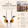 Sterling Silver and Baltic Amber French Leverback  Toucan Earrings