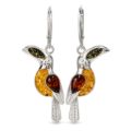 Sterling Silver and Baltic Amber French Leverback  Toucan Earrings