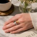"Marcia" Multicolor Baltic Amber Ring in Sterling Silver