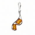 Isabella Baltic Amber Pendant in Sterling Silver with a polished sterling silver frame and a genuine Baltic amber gemstone showcasing warm honey tones and natural inclusions.