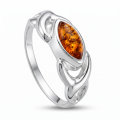 Lucy Baltic Amber Ring in Sterling Silver featuring genuine Baltic amber gemstones set in polished 925 sterling silver, isolated on a white background.