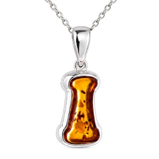 Sterling Silver and Baltic Amber I Initial Pendant Necklace, Includes 925 Sterling Silver Chain