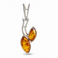 Julianne Baltic Honey Amber Pendant in Sterling Silver featuring a genuine honey Baltic amber gemstone set in polished 925 sterling silver, isolated on a white background.