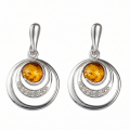 Aleta Baltic Honey Amber Earrings in Sterling Silver featuring genuine honey Baltic amber gemstones set in polished 925 sterling silver, isolated on a white background.