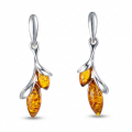Baltic Honey Amber Marquise Drop Stud Earrings in Sterling Silver featuring genuine honey Baltic amber marquise gemstones set in polished 925 sterling silver, isolated on a white background.