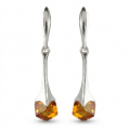 Kylie Baltic Honey Amber Earrings in Sterling Silver featuring genuine honey Baltic amber gemstones set in polished 925 sterling silver, isolated on a white background.