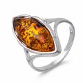 Baltic Honey Amber Marquise Ring in Sterling Silver featuring a genuine marquise-cut honey Baltic amber gemstone set in polished 925 sterling silver, isolated on a white background.