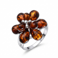 Alexa Baltic Amber Ring in Sterling Silver featuring genuine Baltic amber set in polished 925 sterling silver, isolated on a white background.