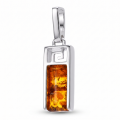 Aretha Baltic Amber Pendant in Sterling Silver featuring genuine Baltic amber set in polished 925 sterling silver, isolated on a white background.