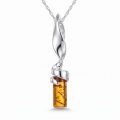 Eva Baltic Honey Amber Pendant in Sterling Silver featuring genuine honey Baltic amber set in polished 925 sterling silver, isolated on a white background.