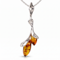 Alicia Baltic Amber Pendant in Sterling Silver featuring genuine Baltic amber set in polished 925 sterling silver, isolated on a white background.